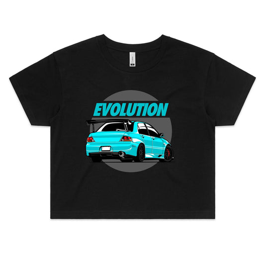 Mitsubishi Evo Teal Crop Top